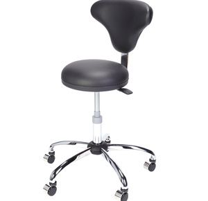 Everyway4all Round Stool With Flat-Curved Top And Contoured Back Rest