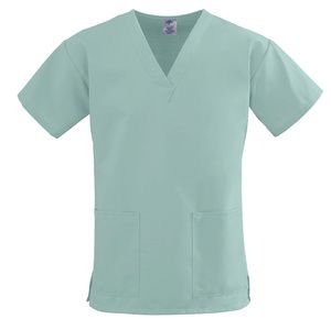 Medline ComfortEase Ladies V-Neck Two-Pocket Scrub Tops - Seaspray