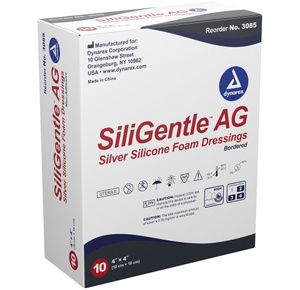 Dynarex SiliGentle AG Silver Silicone Bordered Foam Dressings
