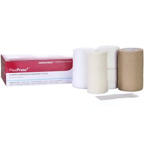 DermaRite FlexPress4 Self-adherent / Tape Closure Four Layer Compression Bandage System
