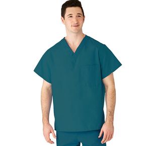 Medline AngelStat Unisex Reversible V-Neck Scrub Tops - Peacock