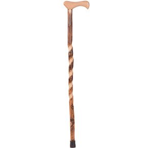 Mabis DMI Briggs Brazos Twisted Hickory Walking Cane With Traditional Handle