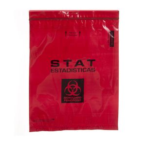 Inteplast Red Reclosable Bag with Stat and Biohazard Warning