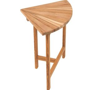 Teakworks4u Corner Shower Bench With Fan Design Top