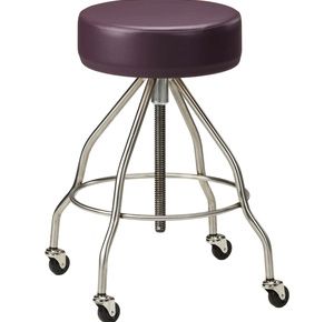 Clinton SS-2172 Stainless Steel Stool with Casters and Upholstered Top