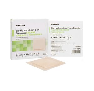 McKesson Silicone Adhesive with Border Silicone Foam Dressing, 3 x 3 inch