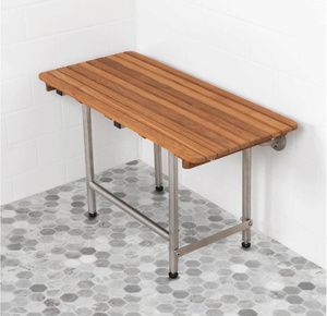 Teakworks4u Plantation Teak ADA Shower Seat with Drop Down Legs