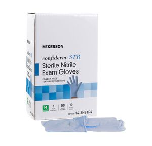 McKesson Confiderm STR Sterile Blue Powder Free Nitrile Exam Gloves