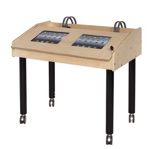 Childrens Factory Angeles 2-Station Double Wide Ipad Air Technology Table With Adjustable Legs