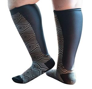 Xpandasox Plus Size/Wide Calf Geometric Knee High Compression Socks
