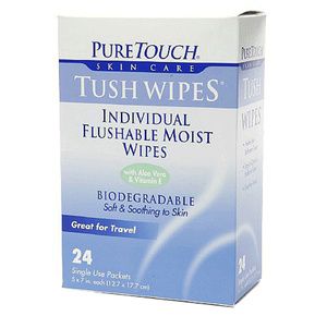 Puretouch Flushable Moist Tush Wipes Naturals