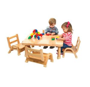 Childrens Factory Angeles Naturalwood Toddler Square Table And Chair Set