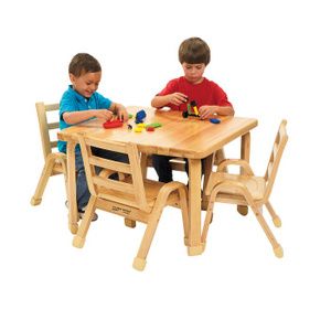 Childrens Factory Angeles Naturalwood Preschool Square Table And Chair Set