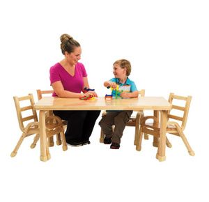 Childrens Factory Angeles Naturalwood Preschool Rectangle Table And Chair Set