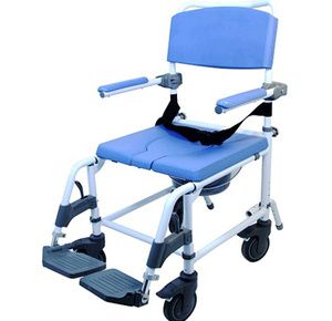 Healthline Non-Tilt Aluminum Shower Commode Chair With Four Way Seat