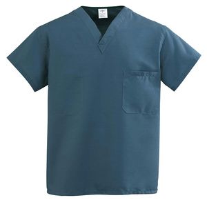 Medline ComfortEase Unisex One-Pocket Reversible Scrub Tops - Caribbean Blue