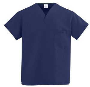Medline ComfortEase Unisex One-Pocket Reversible Scrub Tops - Midnight Blue