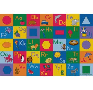 Childrens Factory Learning Carpets Colorful Alphabet & Geometric Shapes Educational Rug