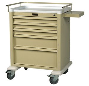 Harloff Aluminum Universal Line Medium 5 Drawer Procedure Cart With Key Lock