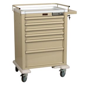 Harloff Aluminum Universal Line Tall 6 Drawer Anesthesia Cart With Basic Electronic Pushbutton Lock