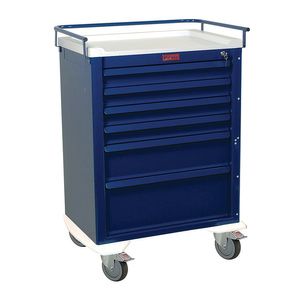 Harloff Aluminum Universal Line Tall 6 Drawer Procedure Cart With Key Lock