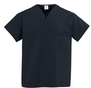 Medline ComfortEase Unisex One-Pocket Reversible Scrub Tops - Black