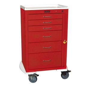 Harloff Six Drawer 24 Inch Mini Emergency Cart With Breakaway Lock