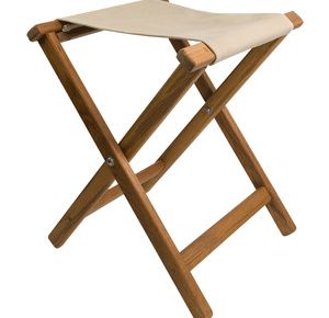 Teakworks4u Folding Teak Camp Stool With Canvas Seat