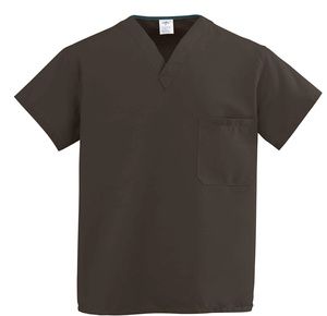 Medline ComfortEase Unisex One-Pocket Reversible Scrub Tops - Brown