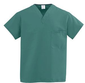 Medline ComfortEase Unisex One-Pocket Reversible Scrub Tops - Evergreen