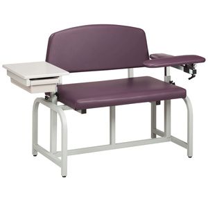 Clinton Lab X Series Bariatric Blood Drawing Chair with Padded Flip Arm and Drawer