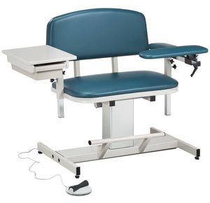 Clinton Power Series Extra Wide Blood Drawing Chair with Padded Flip Arm and Drawer