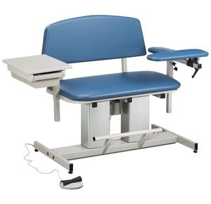 Clinton Power Series Bariatric Blood Drawing Chair with Padded Flip Arm and Drawer