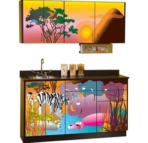 Clinton Pediatric Imagination Series Serengeti Sunrise Base and Wall Cabinets