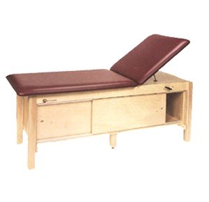 Armedica Maple Hardwood Treatment Table with Adjustable Back and Enclosed Cabinet
