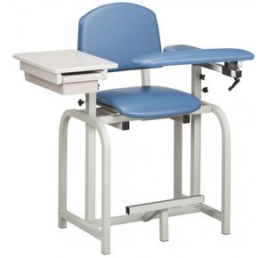 Clinton Lab X Series Extra-Tall Blood Drawing Chair with Padded Flip Arm and Drawer