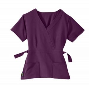 Medline Park Ave Womens Stretch Fabric Mock Wrap Scrub Top - Eggplant