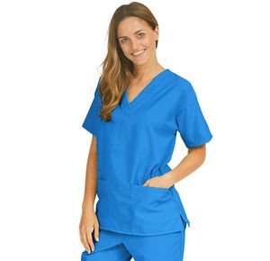 Medline PerforMAX Ladies V-Neck Tunic Scrub Tops - Royal Blue