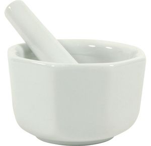 Frontier White Porcelain Octagonal Mortar and Pestle