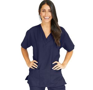 Medline PerforMAX Ladies V-Neck Tunic Scrub Tops - Navy Blue
