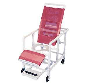 Healthline Reclining Shower Commode Chair with Legrest and Footrest
