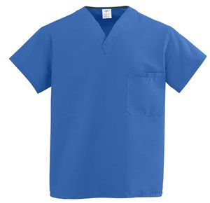 Medline ComfortEase Unisex One-Pocket Reversible Scrub Tops - Royal Blue