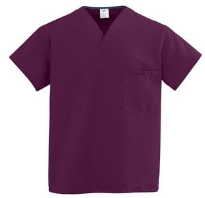 Medline ComfortEase Unisex One-Pocket Reversible Scrub Tops - Wine