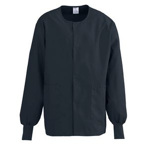 Medline ComfortEase Unisex Crew Neck Warm-Up Jacket - Black