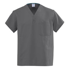 Medline AngelStat Unisex Reversible V-Neck Scrub Tops - Charcoal
