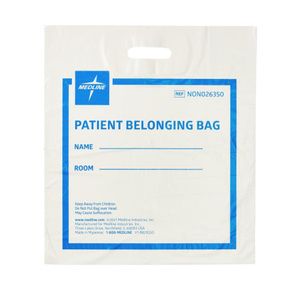 Medline Plastic Patient Belonging Bag with Patch Handle