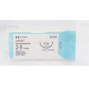 Medtronic Sofsilk Taper Point Silk Suture with Needle V-20