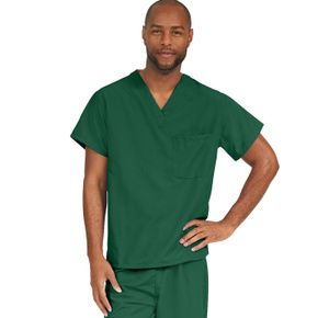 Medline PerforMAX Unisex Reversible V-Neck Scrub Top with 2 Pockets - Ceil Blue