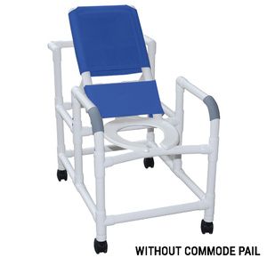 MJM International Reclining Shower Chair with Open Front Commode Seat
