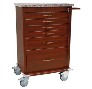 Harloff Wood Vinyl Six Drawer Treatment Cart